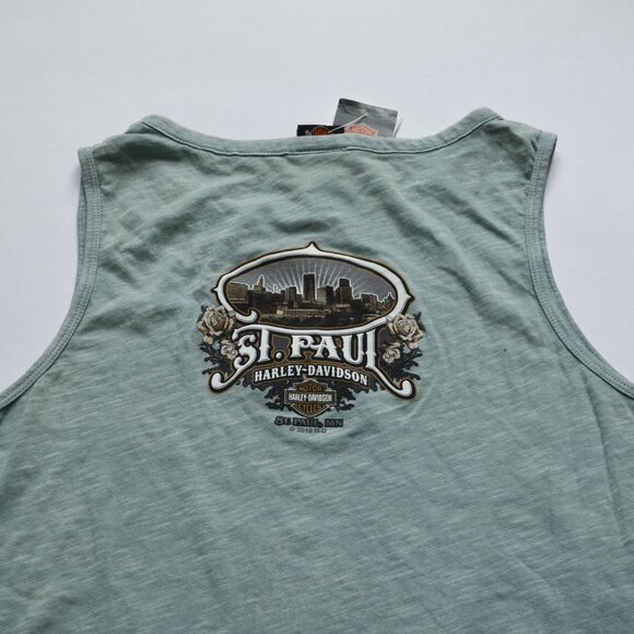 Harley Davidson Women's Teal Blue Slashed Tank Large New - Picture 6 of 7